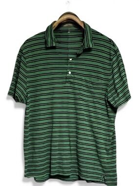 J.Crew Green Striped Polo Shirt Men’s Size XL Short Sleeve Classic Preppy